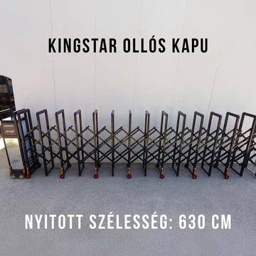 Kingstar ollós kapu nyitott állapotban 630 cm