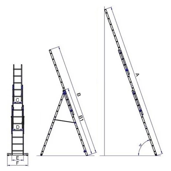 G21 háromrészes létra 7,6m 3x11 létrafok