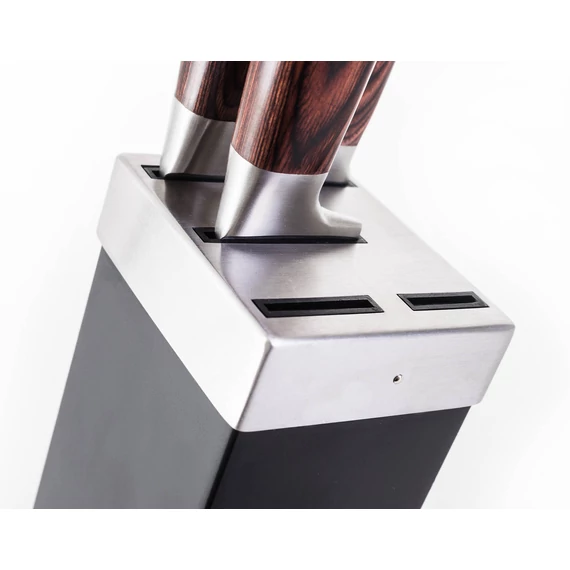 G21 Gourmet Dynamic 5 db-os kés szett + fekete-rozsdamentes acél tartóval