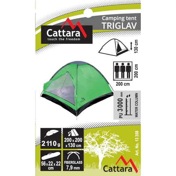 Cattara TRIGLAV sátor 3 személyes 200 x 200 x 130 cm