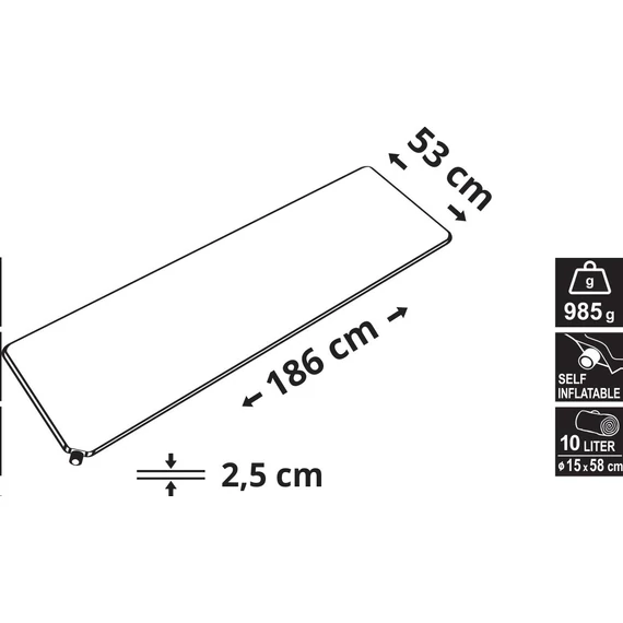 Cattara önfelfújó kempingmatrac 186 x 53 x 2,5 cm kék