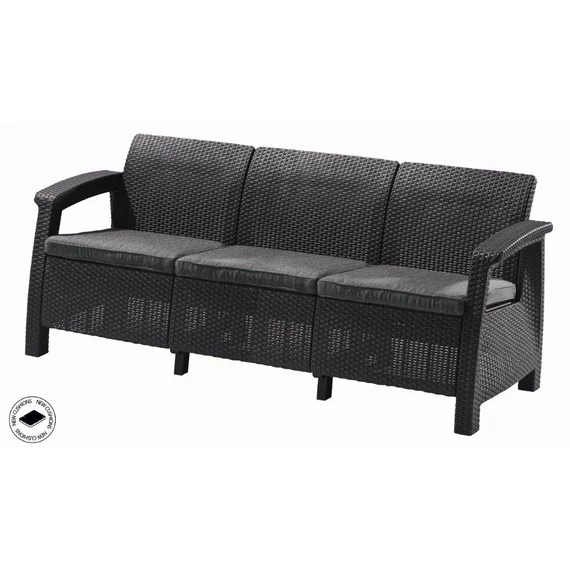 Keter Corfu love seat max kerti bútor, háromszemélyes kanapé, grafit
