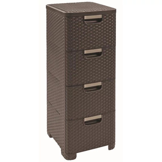 Curver Style 4x14L fiókos polc, sötétbarna