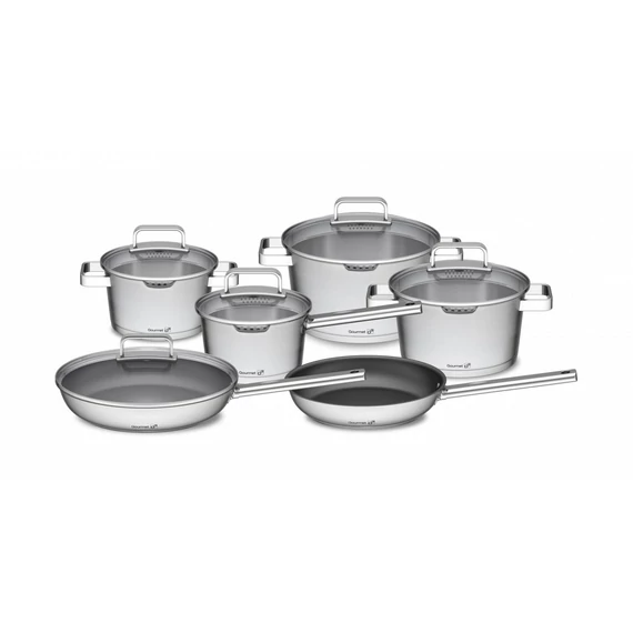 G21 Gourmet Magic edénykészlet, extra serpenyővel, 11 darabos, rozsdamentes acél