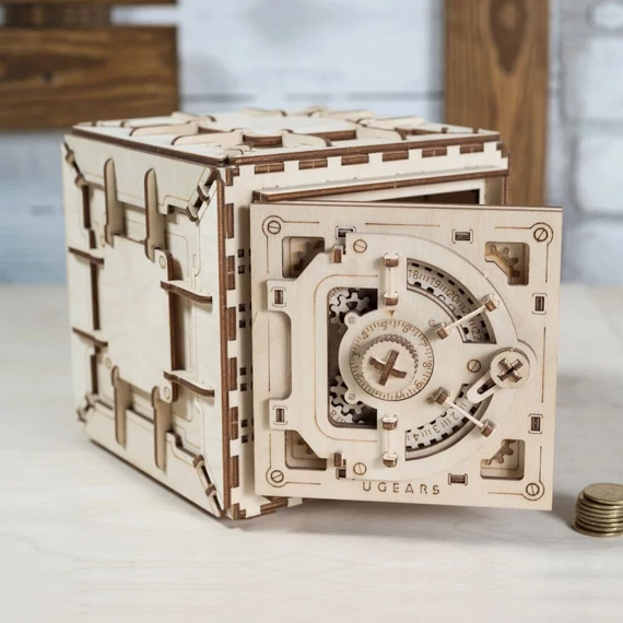 Ugears játék - 3D fa mechanikus kirakós Széf