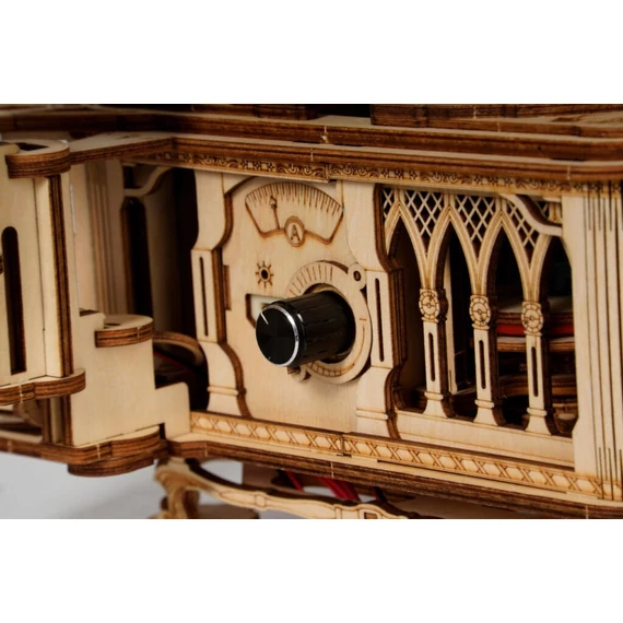 Robotime játék - 3D fa mechanikus kirakós Gramofon (elektromos hajtás)