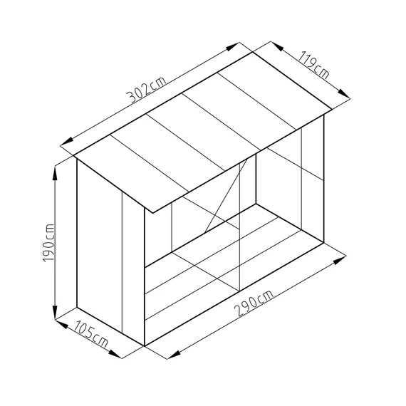 G21 WOH 682 tüzifa tároló - 302 x 119 cm, szürke