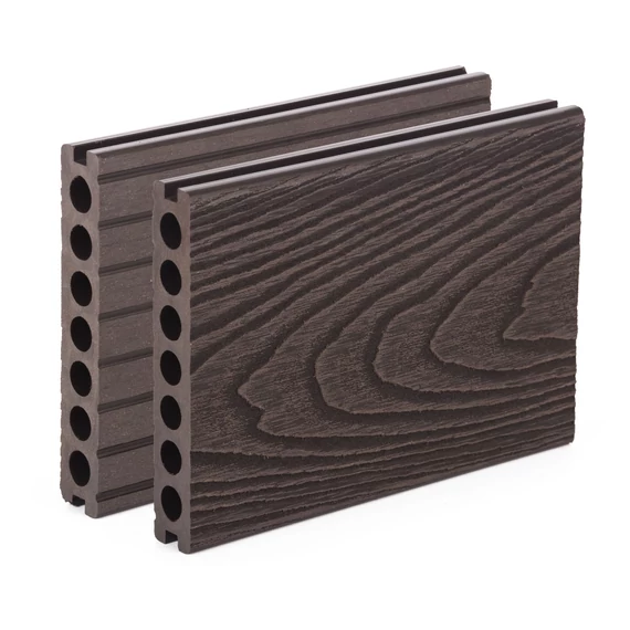 G21 kütléri burkolólap 2,5 x 14,8 x 300 cm, Dark Wood, kerek lyukakkal, WPC
