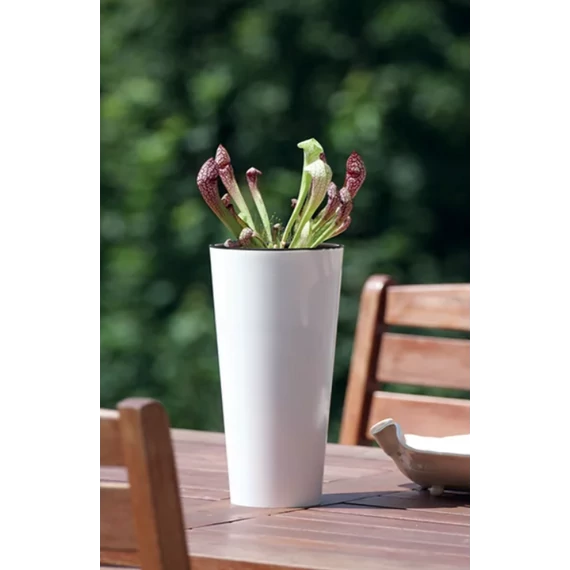 Prosperplast TUBUS SLIM fehér fényes 20 cm virágcserép
