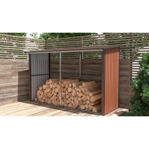 Prístrešok na drevo G21 WOH 682 - 302 x 119 cm, hnedý - poškodený obal