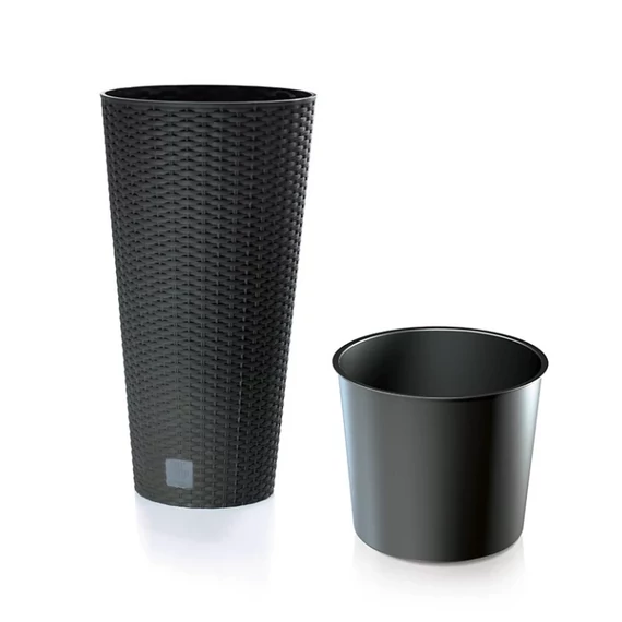 Prosperplast Rato Tubus virágcserép antracit 30 cm-es betéttel