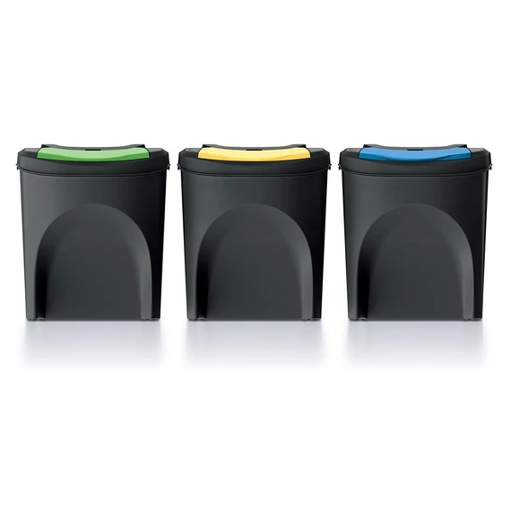 Prosperplast SORTIBOX 3 x 25 l hulladékgyűjtő , újrahasznosítható fekete